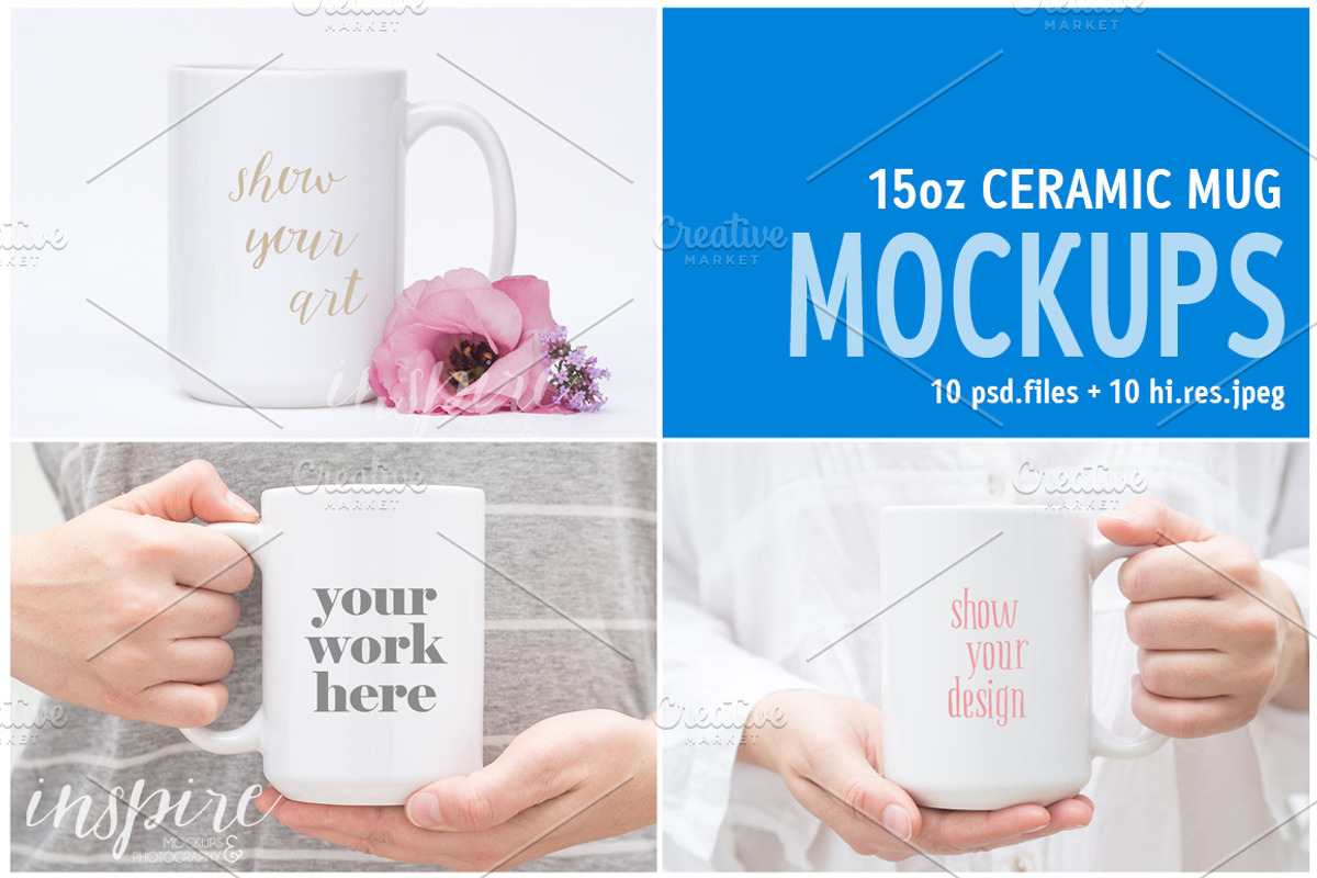 15oz Ceramic Mug Mockup Bundle, a Cups & Container Mockup by Inspire Mockups (Photo 2 of 5)
