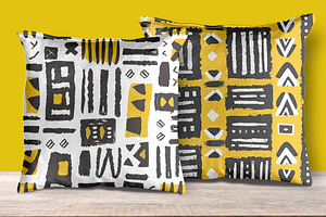 Yellow Black African Mudcloth