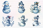 Christmas Blue Toile Snowman Clipart, an Illustration by CreationArt (Thumbnail 6 of 6)