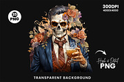 Halloween Spooky Skull Man Clipart, a Seasonal Illustration by Creative Arslan (Thumbnail 5 of 7)
