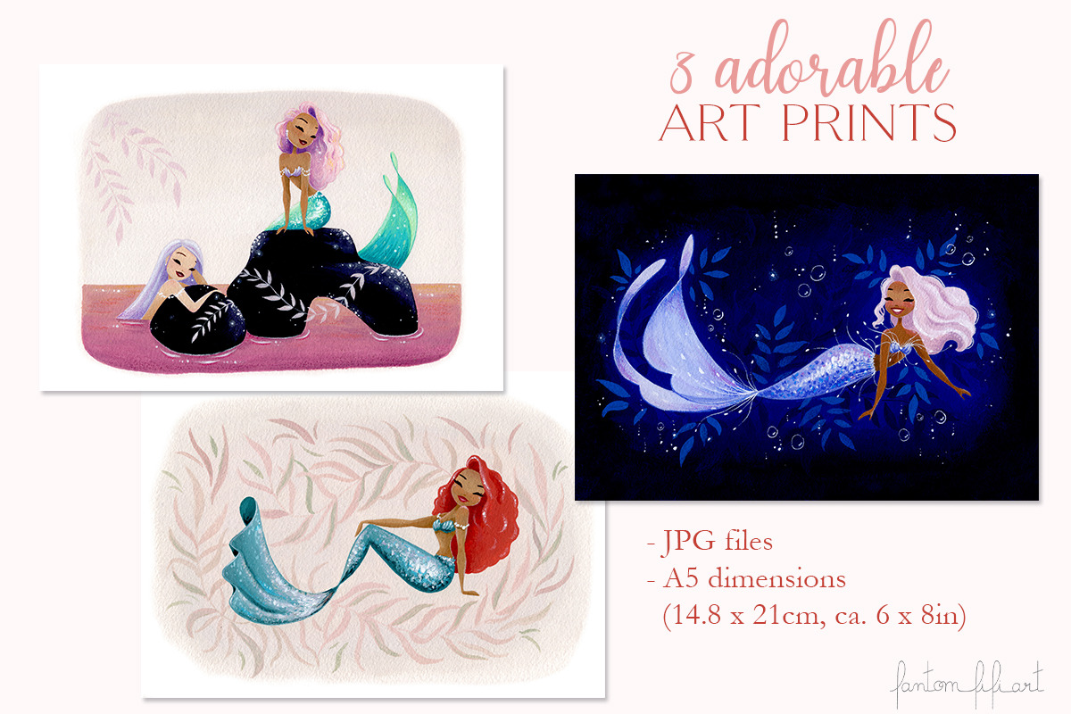 Adorable mermaid collection, an Illustration by Fantom Fifi Art (Photo 6 of 7)