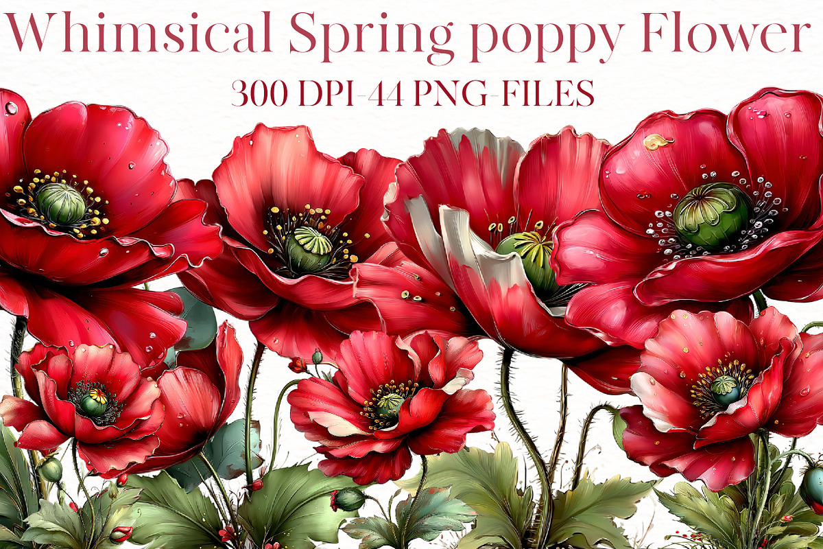 Whimsical spring poppy flower Clipar, an Illustration by Designworld (Photo 1 of 8)