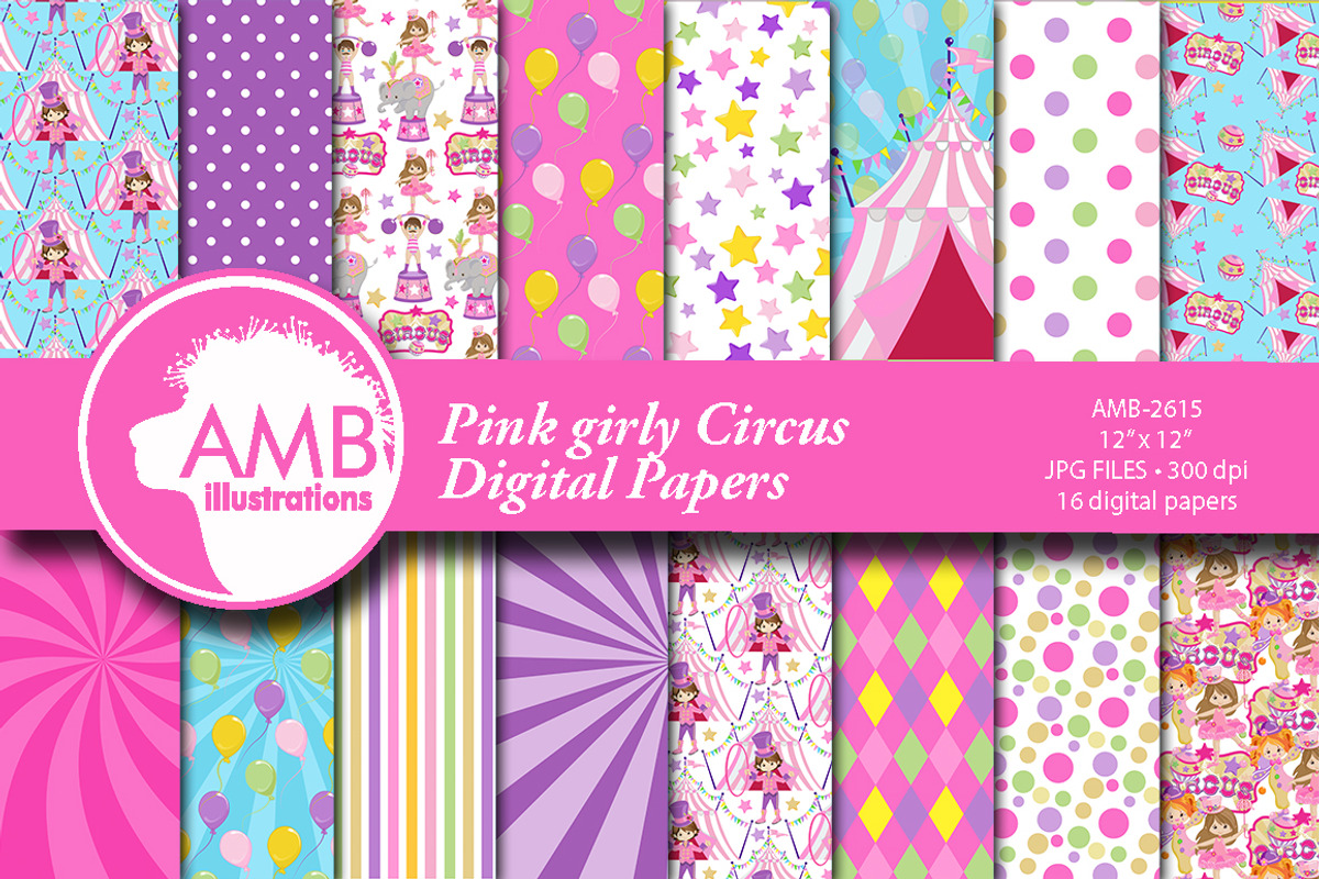 Pink Circus Papers AMB-2615, an Illustration by AMBillustrations (Photo 1 of 2)