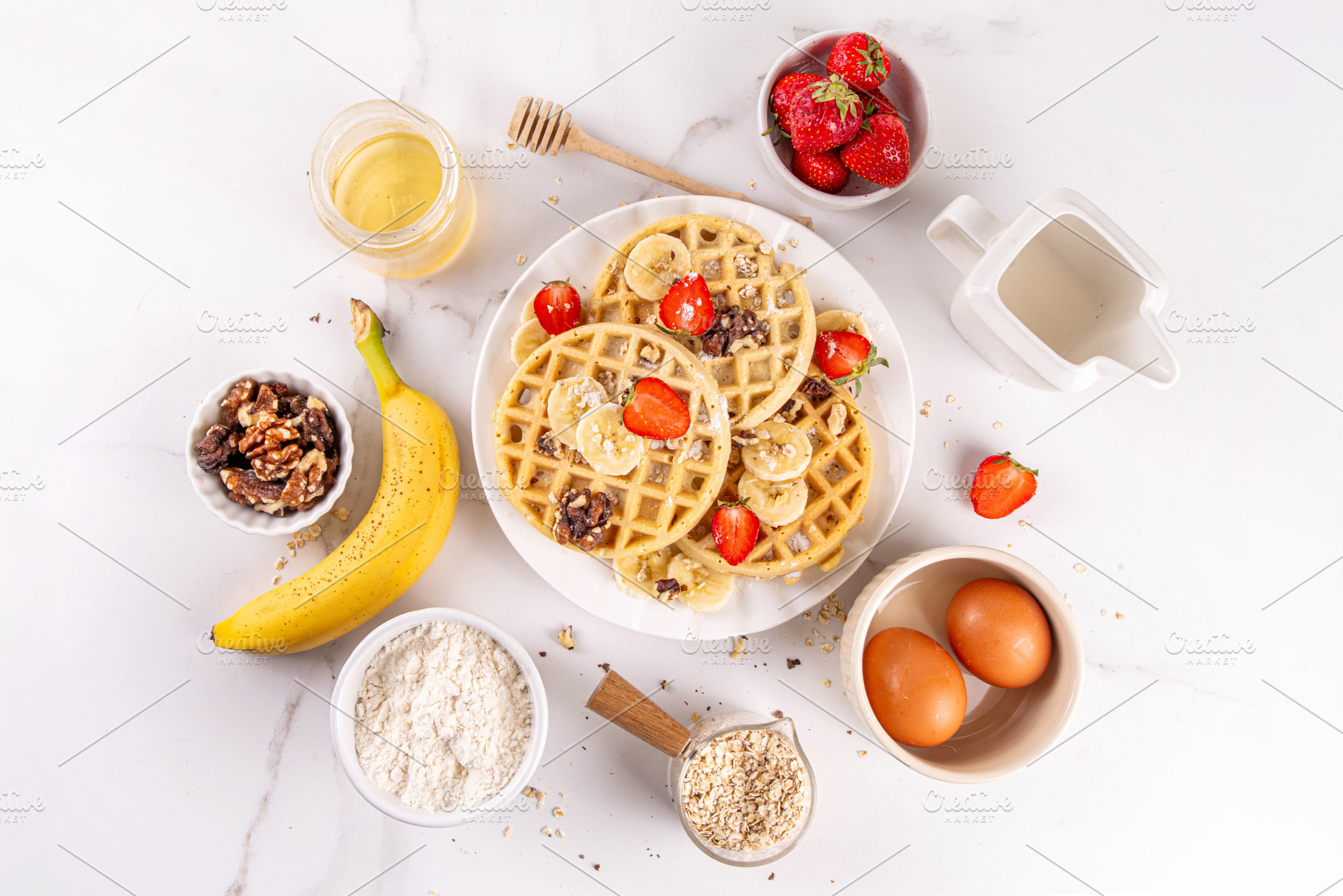 Healthy Gluten Free Banana Oats Waffles, a Food & Drink Photo by Rimma