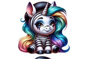 Cute Mime Unicorn Clipart Bundle