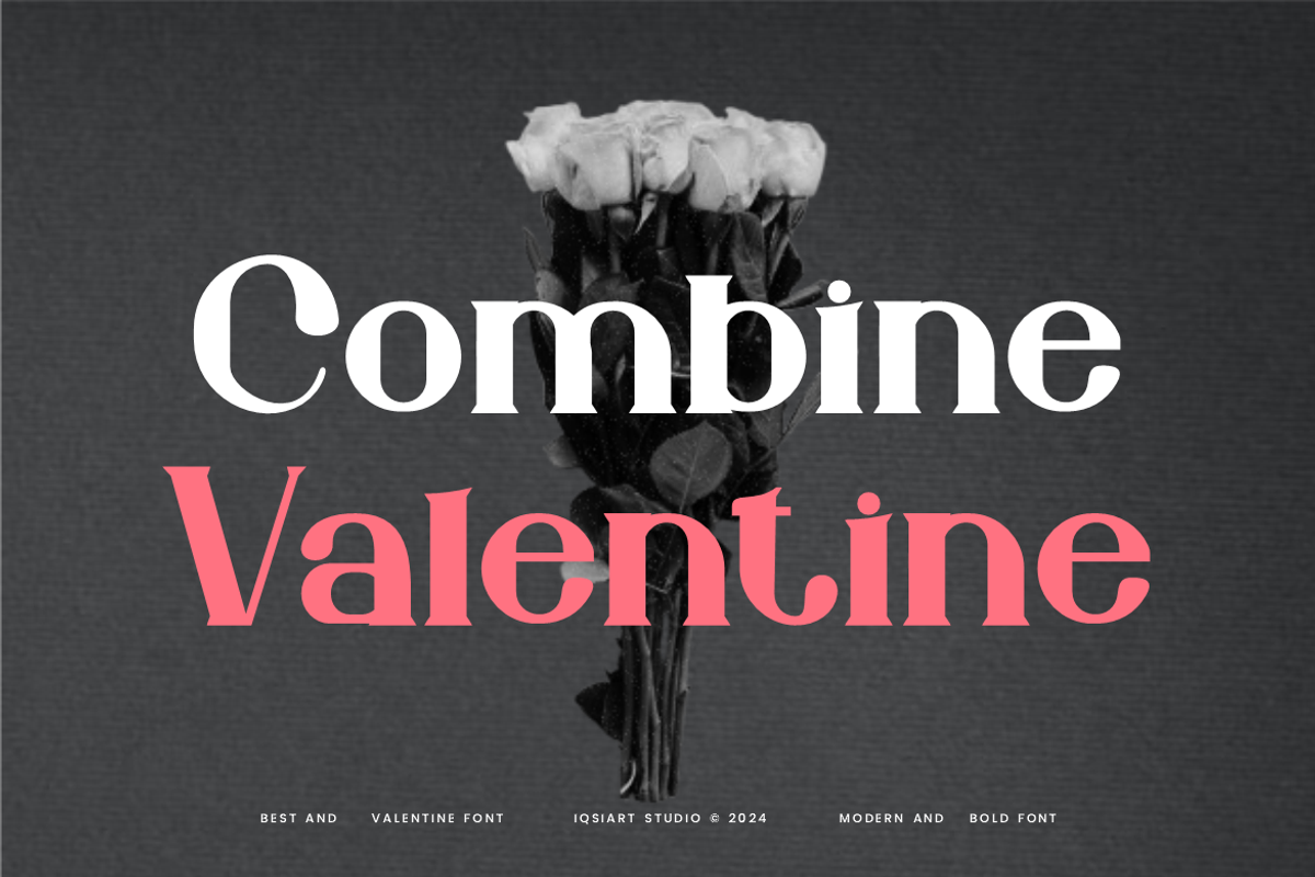 Combine Valentine - Romantic Font, a Serif Font by Iqsiart Studio (Photo 1 of 7)