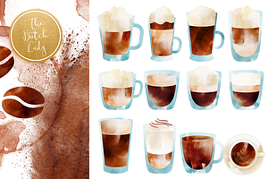 Coffee In A Glass Clipart Set