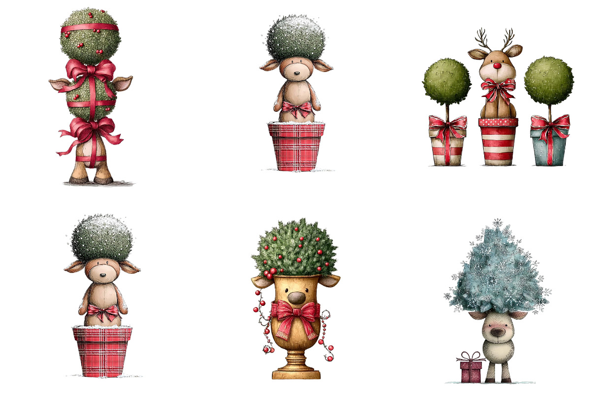 Whimsical Christmas Topiary Trees, an Illustration by DreamArtGraphic (Photo 2 of 5)