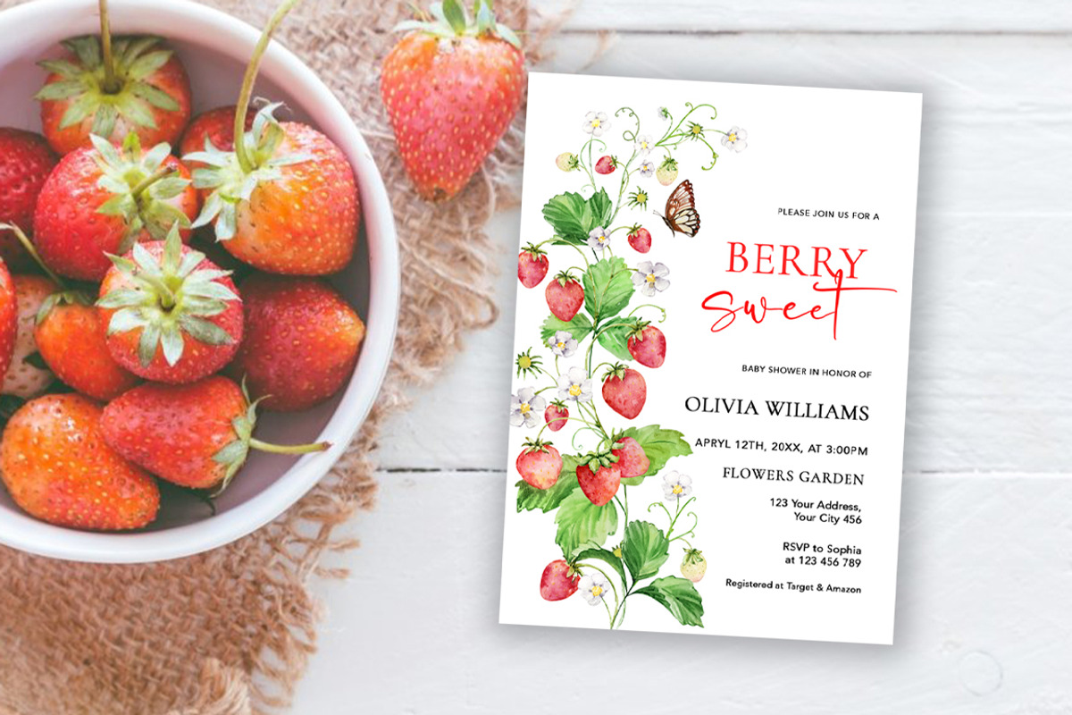 Berry Sweet Baby Shower Invitation, an Invitation Template by SvetaArtStore (Photo 9 of 9)