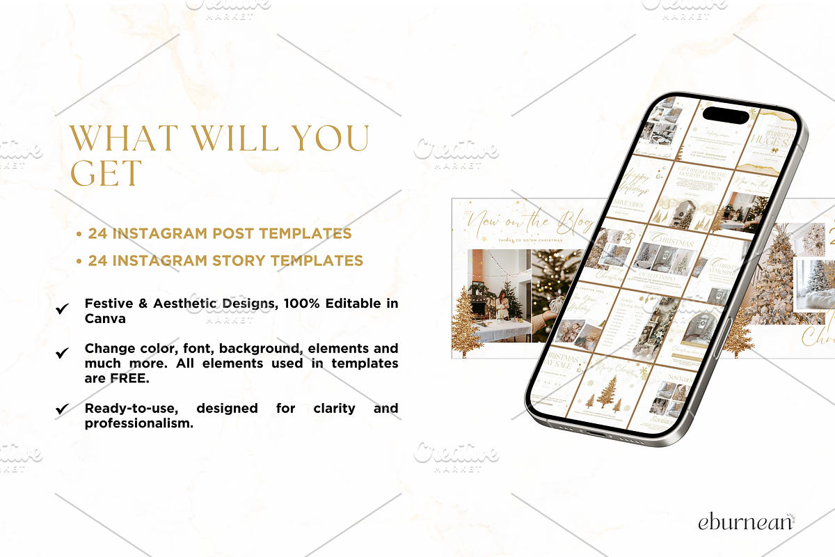 Christmas Instagram Templates Canva, a Social Media Template by Studio Eburnean (Photo 3 of 4)