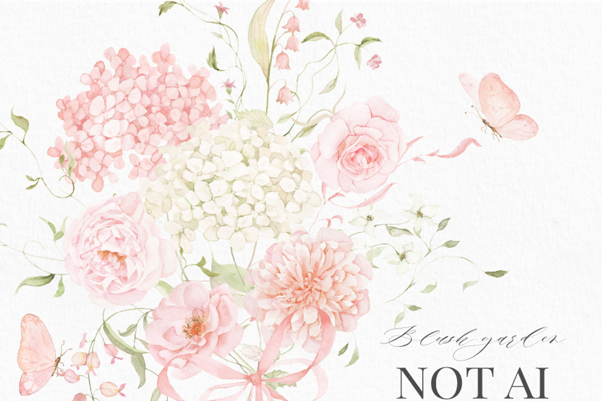 Blush Pink Watercolor Floral Bows, a Decorative Illustration by Veris Studio (Photo 13 of 15)