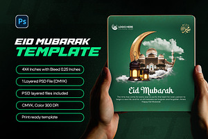 Eid Mubarak Square Greeting Flyer, a Flyer Template by Raytas Studio