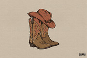 Rustic Cowgirl Boots With Wide Brim, an Object Graphic by SharpMarketplace (Thumbnail 1 of 4)