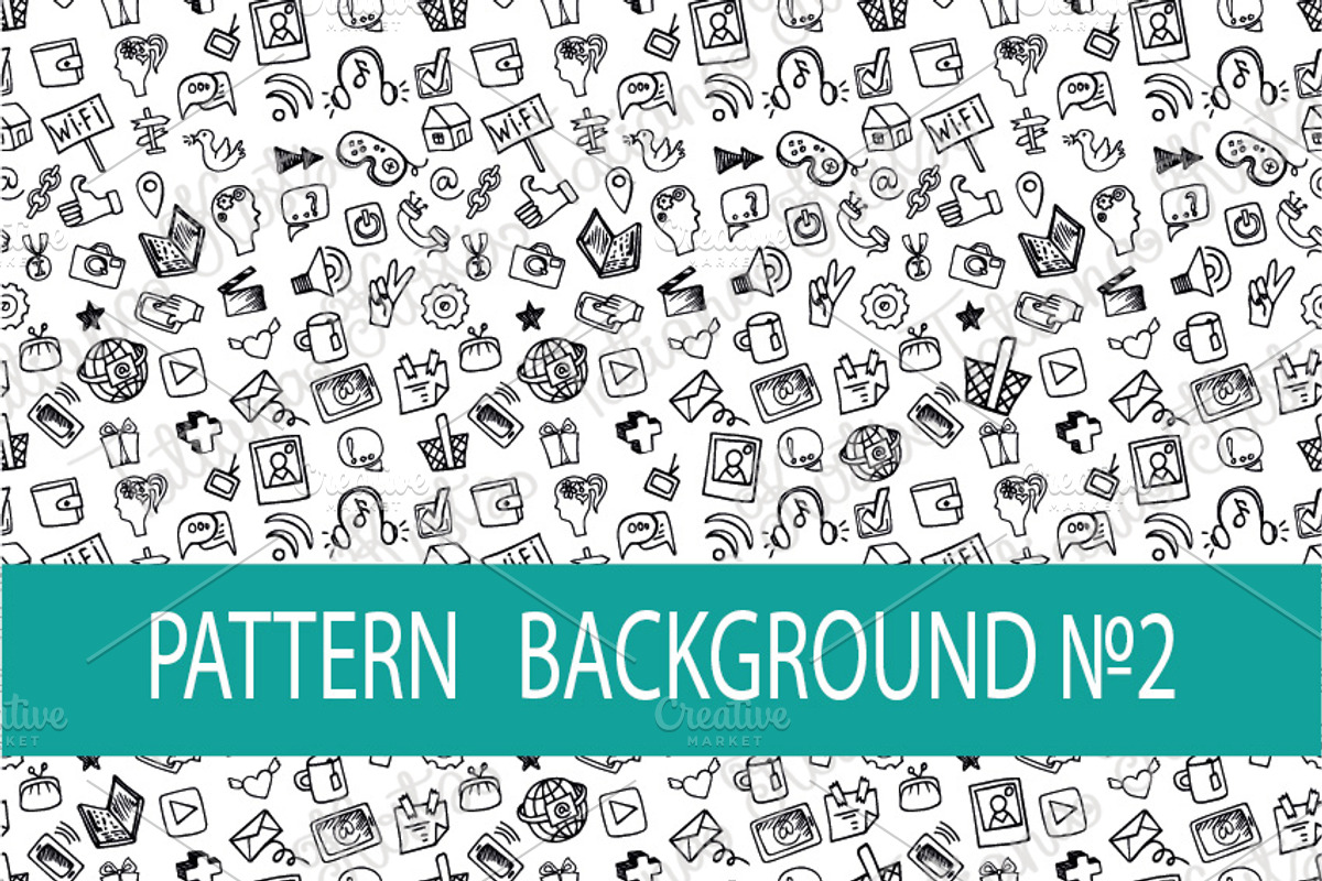 Social media doodle icons,quotes preview 5