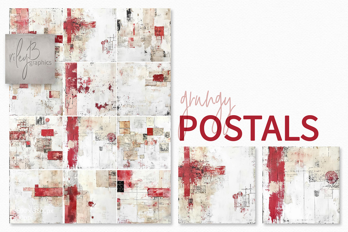 Grungy Postals, a Decorative Illustration by rileyBgraphics (Photo 1 of 6)