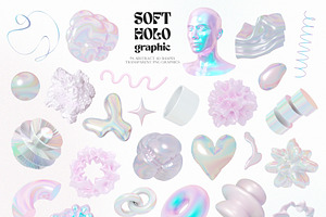 Soft Holo Iridescence 3D Shapes