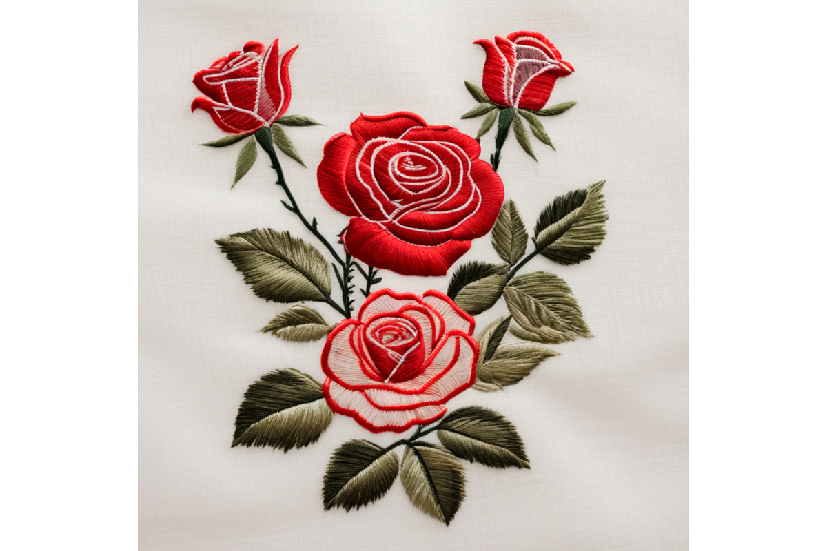 Embroidered Flowers Rose Background, a Background Graphic by IrySha (Photo 4 of 8)
