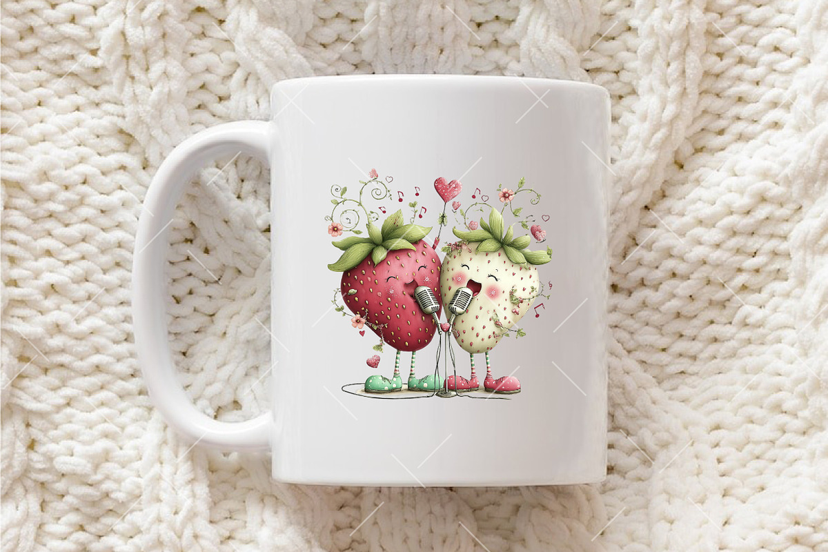 Valentine Strawberry Couple Clipart, an Illustration by OK Design (Photo 6 of 6)