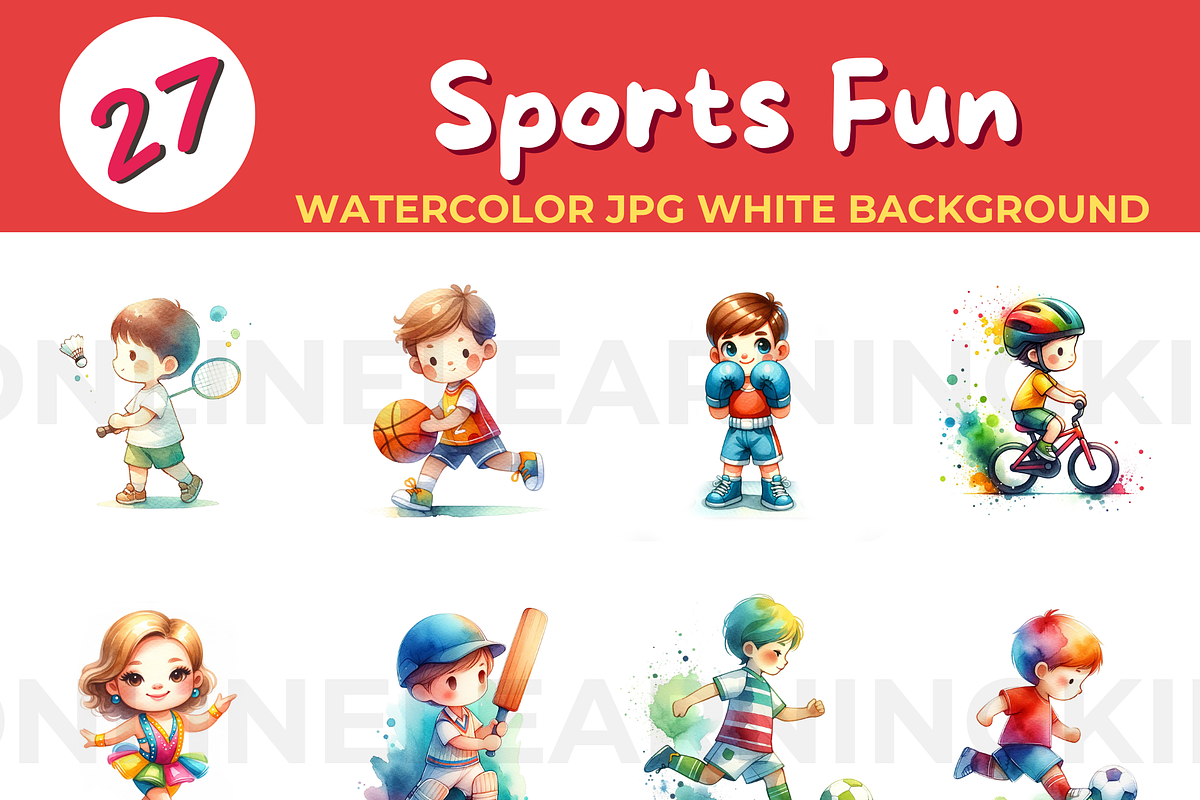 27 Sports Fun watercolor JPG white b, a Sport Illustration by John_Walker (Photo 2 of 3)