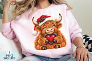 Christmas Highland Cow Heart PNG, a Seasonal Illustration by Daily.Designs (Thumbnail 3 of 5)