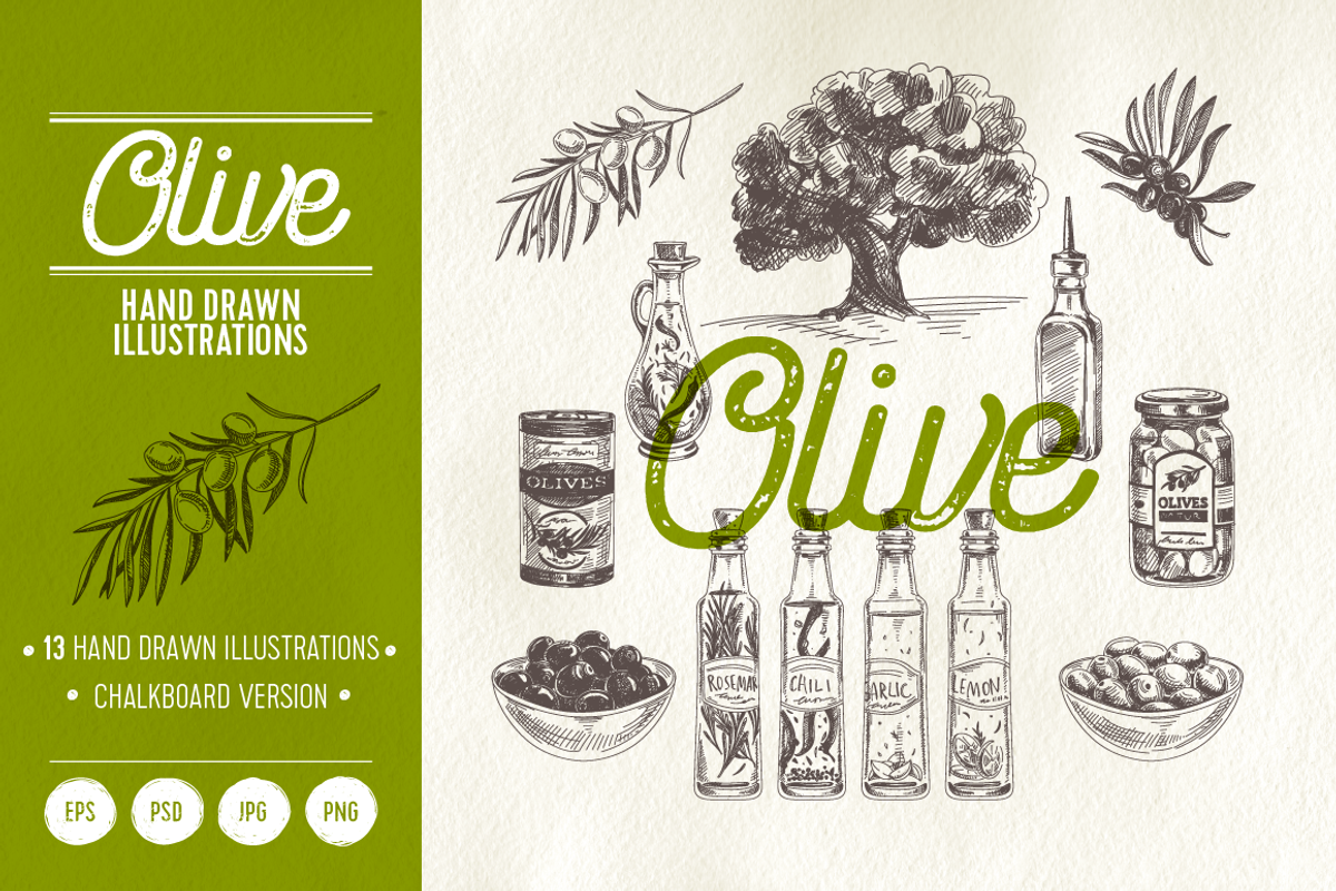 Olive.Hand drawn illustrations., a Food Illustration by Natalya Levish (Photo 1 of 3)