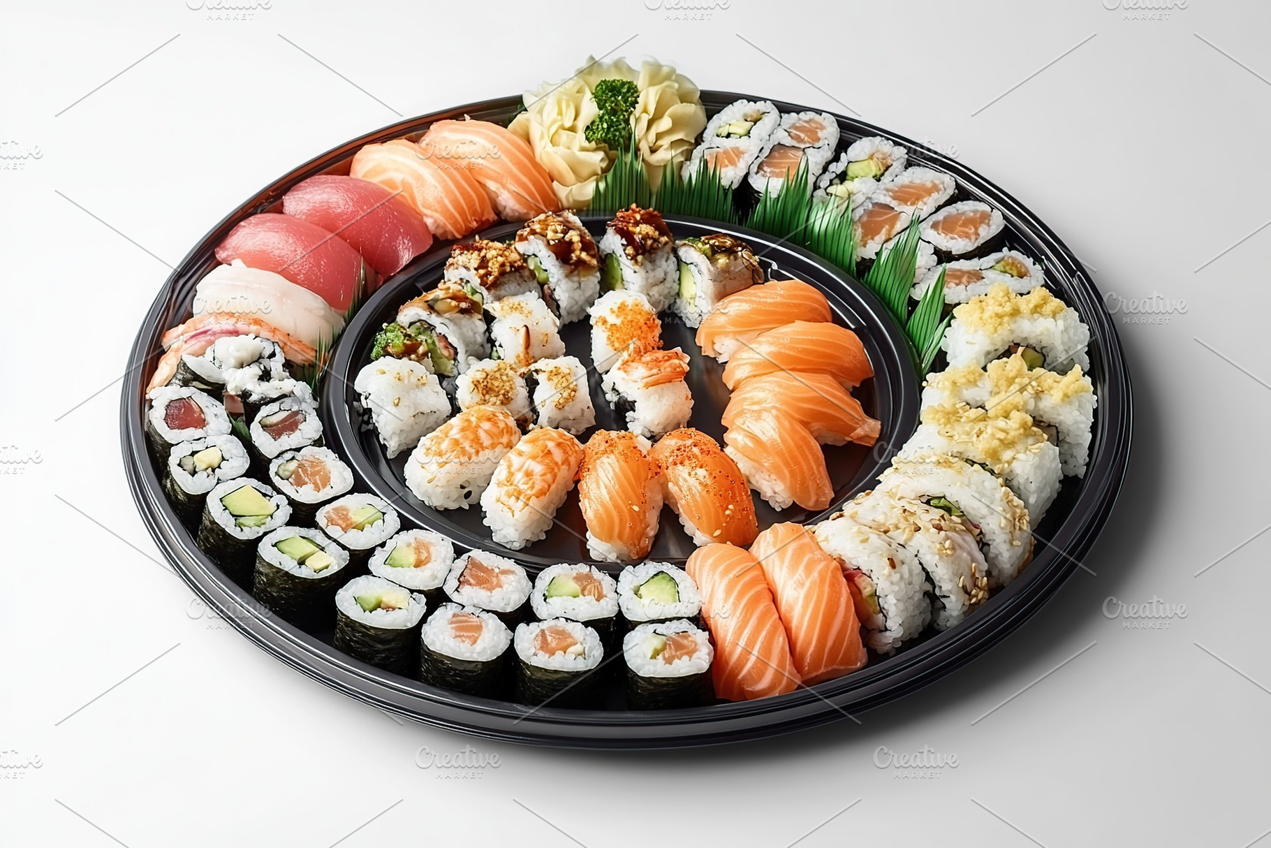 Fresh tasty sushi rolls of japanese cuisine, a Food & Drink Photo by AlyaAnd