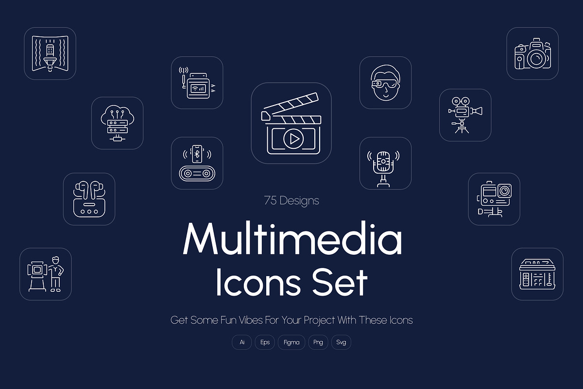 Multimedia Icon Art Set, an Outline Icon by Prosymbols (Photo 1 of 7)