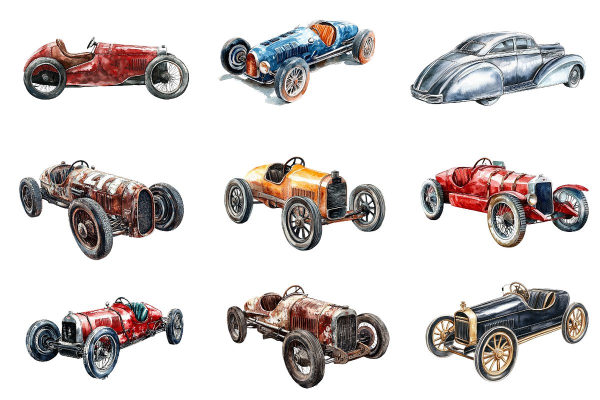 Vintage Old Race Car Clipart, an Illustration by CreationArt (Photo 2 of 4)