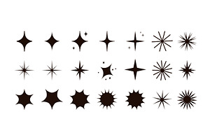 Stars of different shapes icon set, an Object Illustration by Flashvector