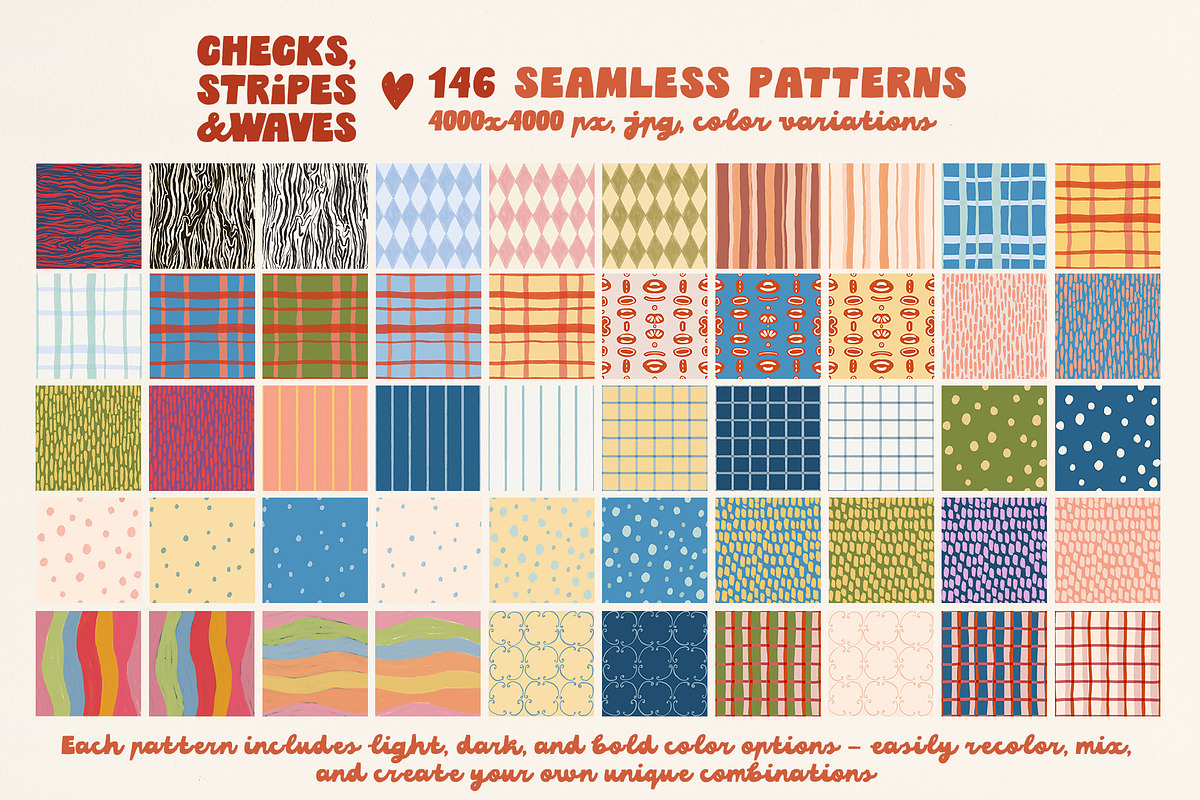 Stripe Wave Dot Tile Retro patterns, a Pattern Graphic by Yuliya Derbisheva (Photo 11 of 13)