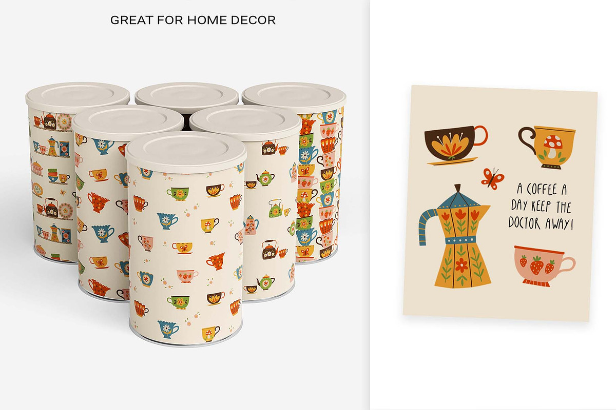 Retro Kitchen Tea & Coffee Clipart, a Food Illustration by Irina Ostapenko (Photo 7 of 9)