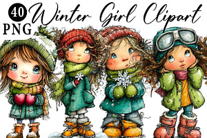 Winter Girl Clipart, an Illustration by Daily.Designs