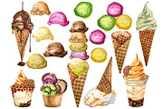 Watercolor italian ice cream clipart, a Food Illustration by Fresh art by Larysa (Thumbnail 2 of 4)