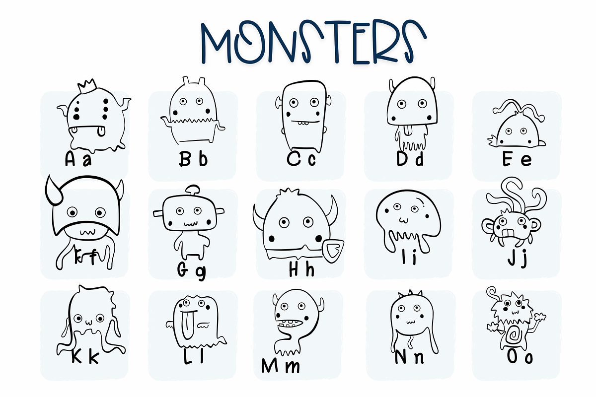 MONSTERS| Symbols Fonts, a Symbol Font by Sirinart (Photo 2 of 7)