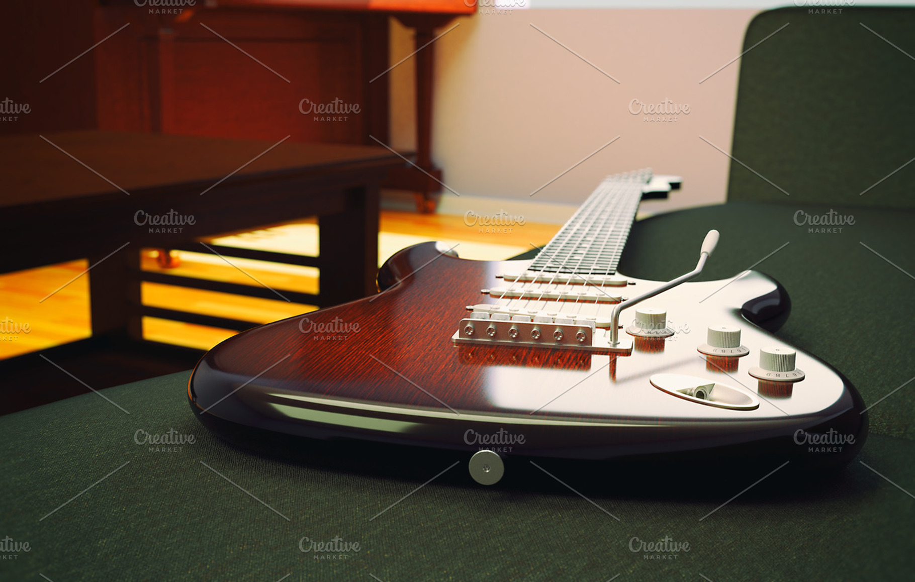 Electric Guitar On A Table, an Arts & Entertainment Photo by adamadam