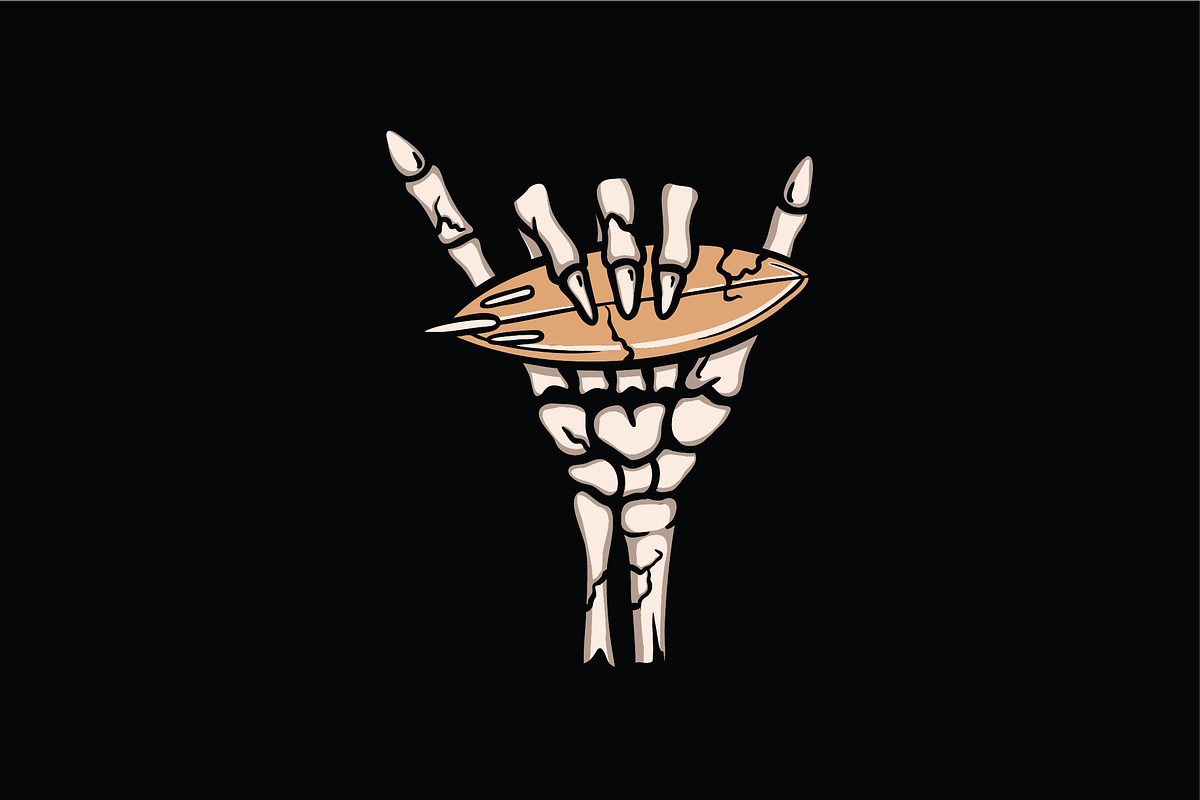 Skeleton Hand with Surfboard, an Object Illustration by nomlimo.com (Photo 1 of 3)