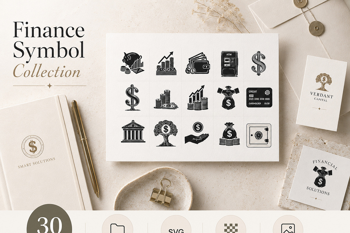 30 Finance SVG & PNG Vector Bundle, an Object Graphic by AvalgaCollectiblesan (Photo 3 of 5)
