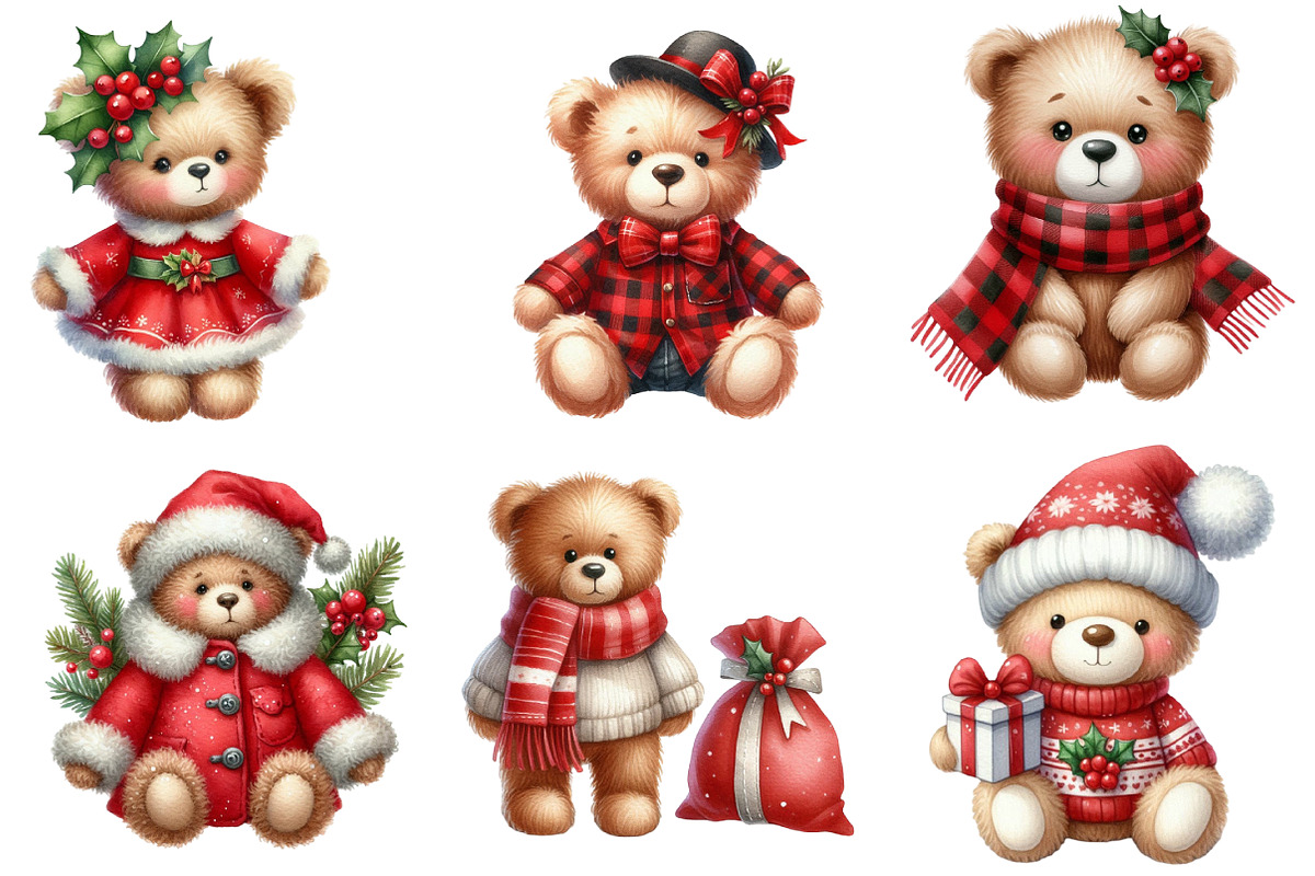 Christmas Bears Clipart, an Illustration by Designworld (Photo 4 of 6)