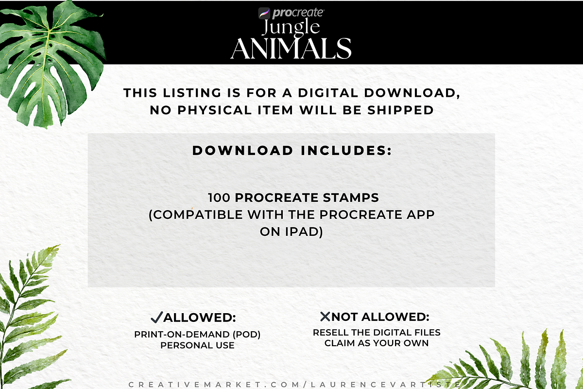Jungle Animal Procreate Brushes, a Brush Add-On by LaurenceVArtiste (Photo 2 of 7)