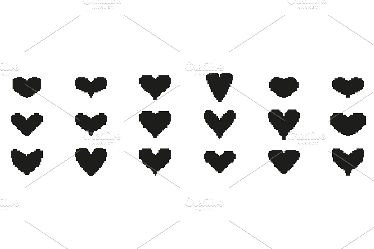 Pixelated Heart Icon Set, an Object Illustration by Gentle Studio