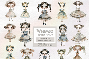 Peculiar Clipart, Whimsical Dolls