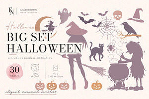 Big Halloween Silhouette Vector Set