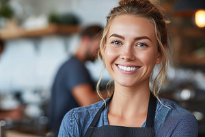 Smiling young female barista, a Person Photo by MistyDay