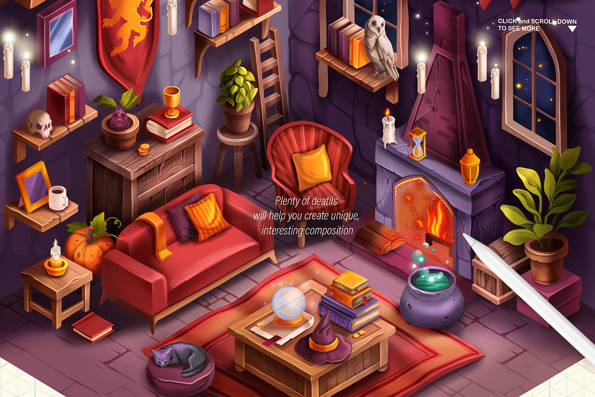 ISOMETRIC INTERIOR PROCREATE CREATOR, a Brush Add-On by AlexandraArt (Photo 7 of 9)