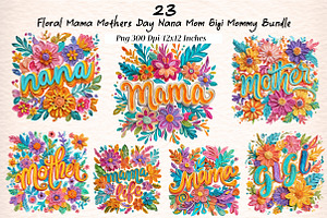 Floral Mama Mothers Day Nana Mom Gig, an Illustration by Digital Artistic99