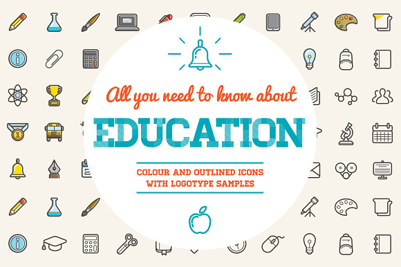 Awesome Education Icons And Logo Set