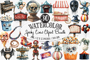 Watercolor Spooky Circus Clipart, an Illustration by Designking (Thumbnail 1 of 4)