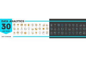 Data analytics and analysis icons, a Technology Illustration by Vector Tradition
