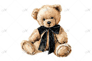 A Cuddly Teddy Bear Watercolor, an Animal Illustration by Maddy's Art & Mockups (Thumbnail 1 of 3)
