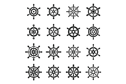 Ship wheel controller icons set, a Transportation Illustration by Ylivdesign